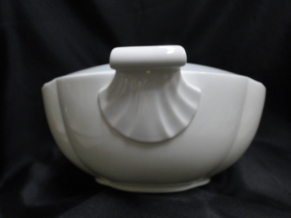 Villeroy & Boch Delta, Aqua Rim, White Fans: Round Covered Serving Bowl w/ Lid