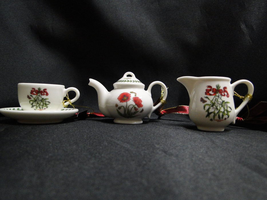 Portmeirion Botanic Garden: NEW Tea Set Mini Ornaments, Teapot, Creamer, Cup, Box