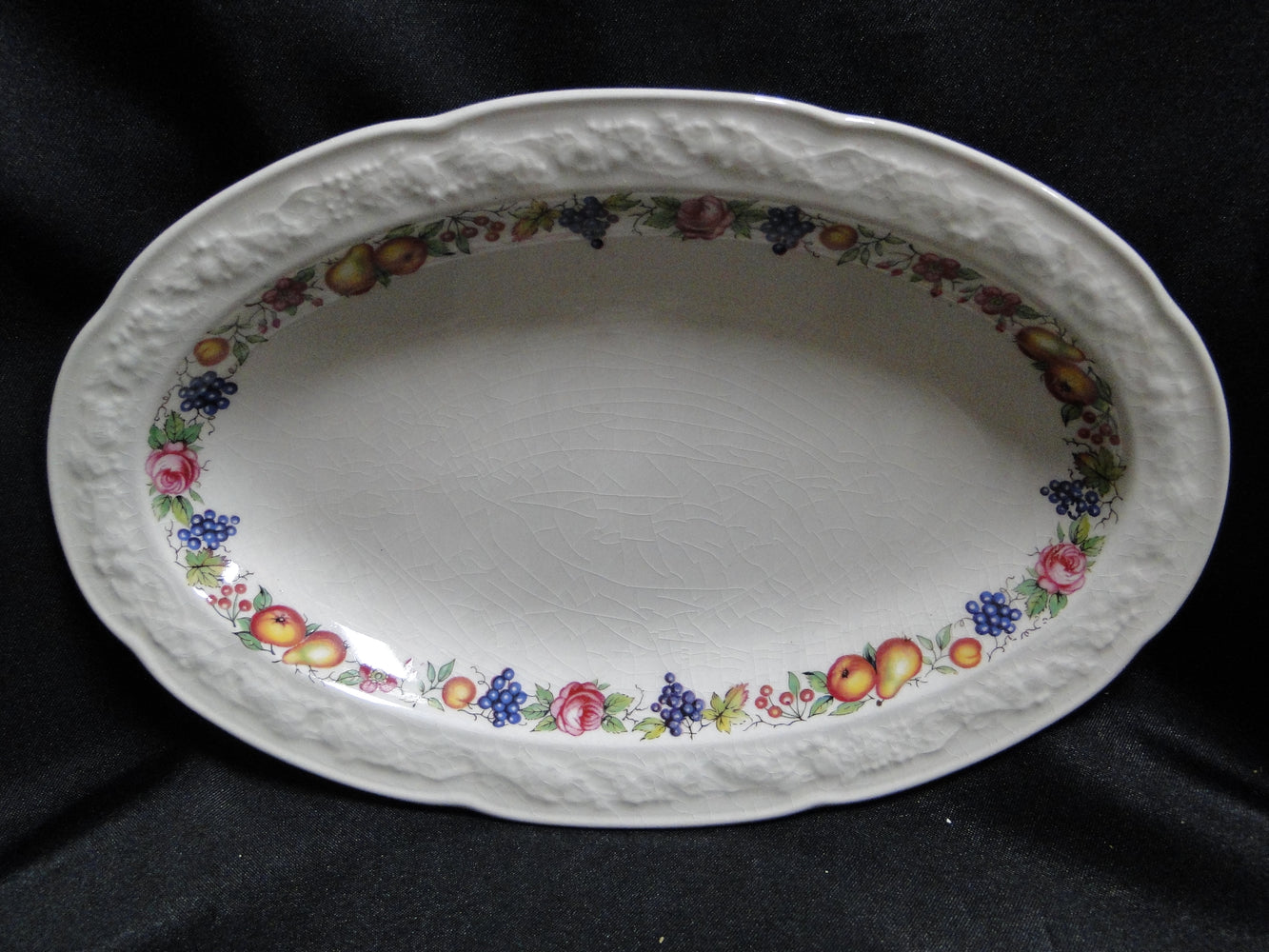 Crown Ducal Florentine Garden, Fruit: Relish Dish (es), 8 1/2" x 5 3/8", As Is