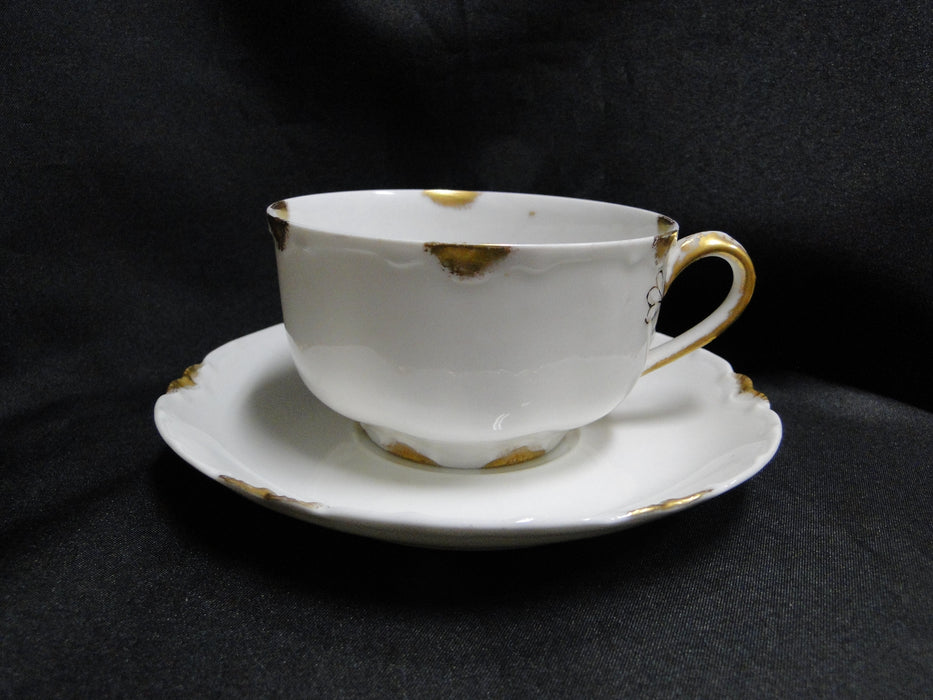 Haviland (Limoges) Schleiger 23, Gold Daubs: Cup & Saucer Set, 2 1/8" Tall
