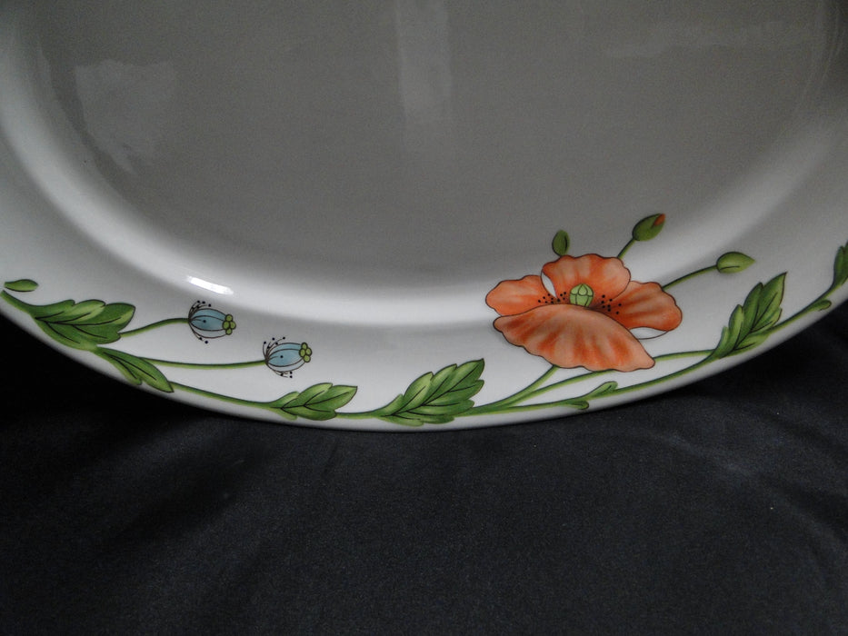 Villeroy & Boch Amapola, Blue & Orange Flowers: Oval Serving Platter, 17"