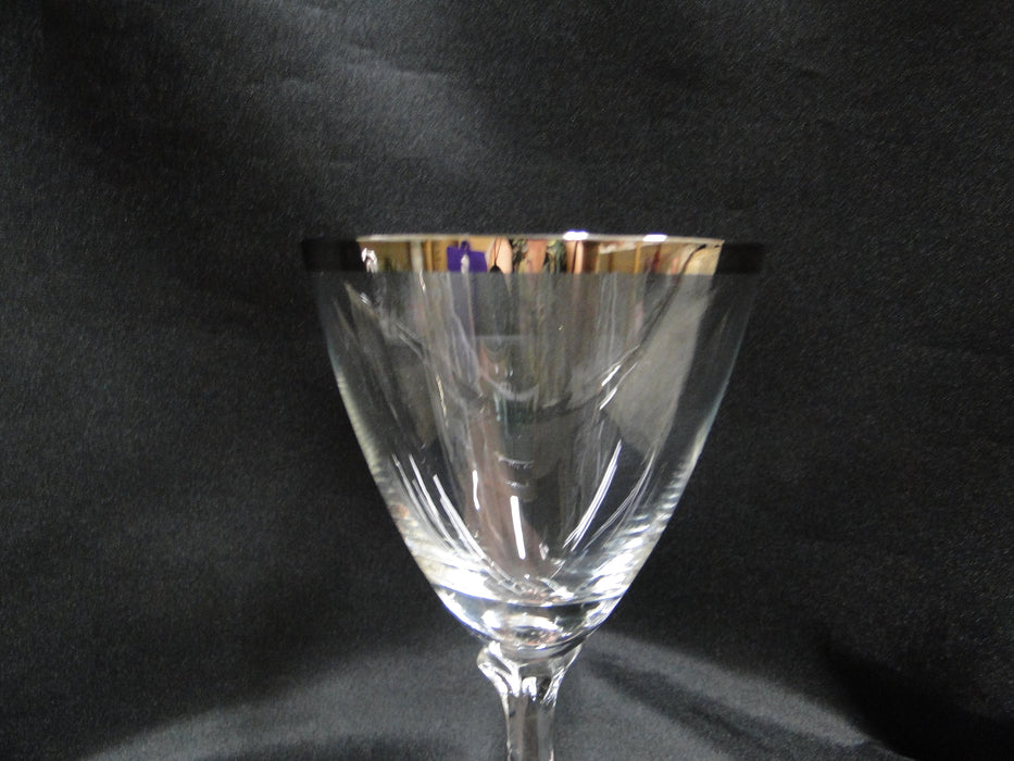 Fostoria Wedding Ring, 1/4" Platinum Trim: Water or Wine Goblet (s), 6 1/4" Tall