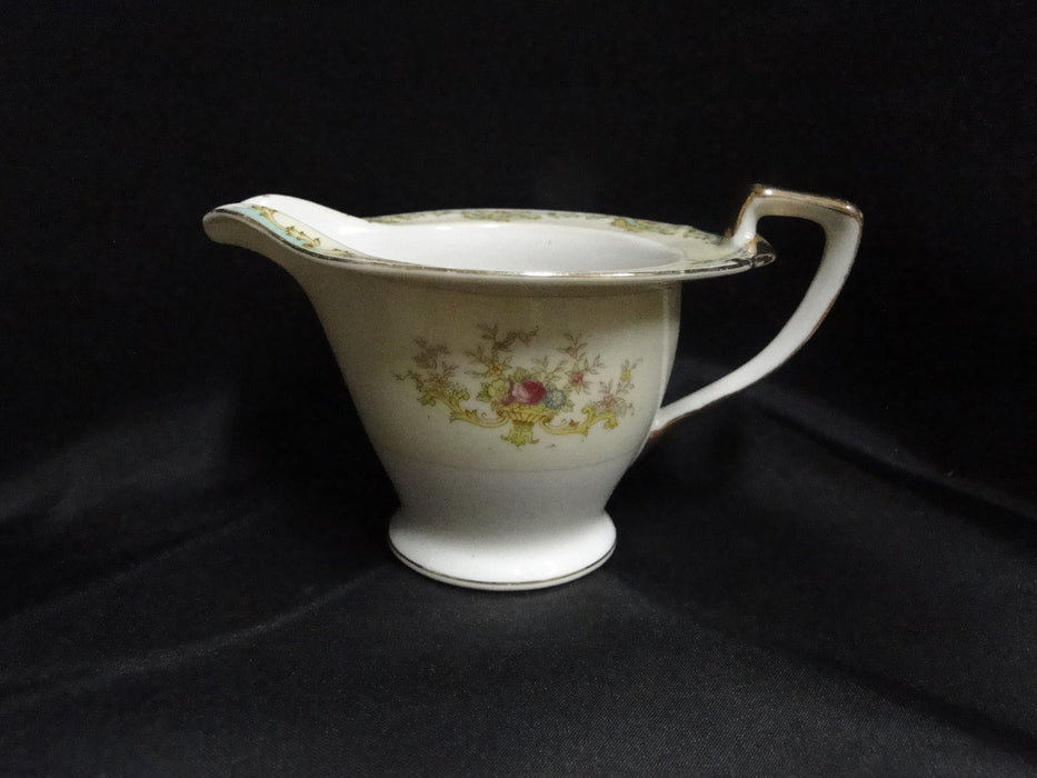 ESCO (Japan) ESO20, Floral Vases, Green Edge: Creamer / Cream Pitcher, 3 1/2"