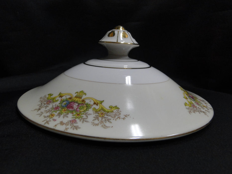 ESCO (Japan) ESO20, Floral Vases, Green Edge: Round Serving Bowl w/ Lid