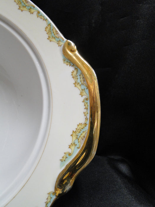 ESCO (Japan) ESO20, Floral Vases, Green Edge: Round Serving Bowl w/ Lid