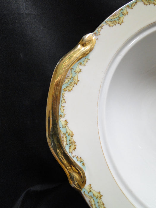 ESCO (Japan) ESO20, Floral Vases, Green Edge: Round Serving Bowl w/ Lid