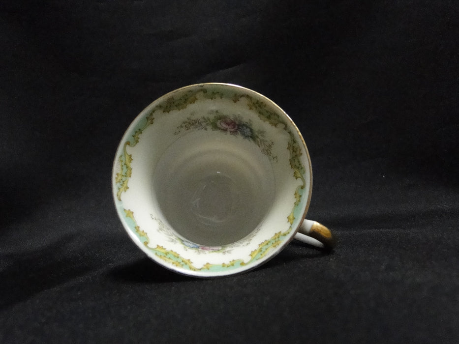 ESCO (Japan) ESO20, Floral Vases, Green Edge: Demitasse Cup & Saucer Set (s)