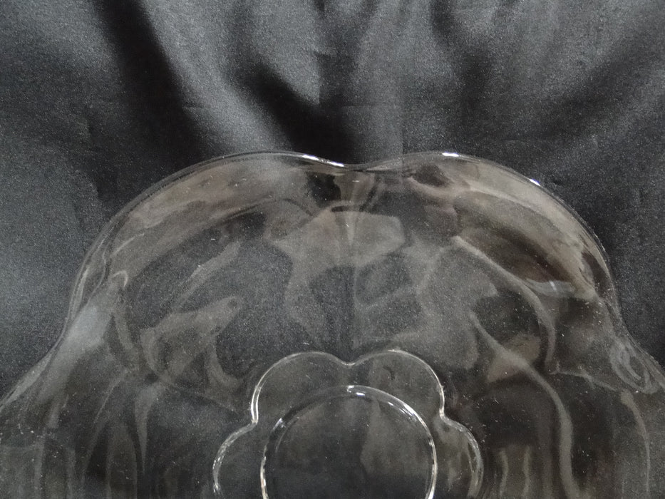 Clear Glass Flower Shape Handled Cake Plate / Platter, 14" --  MG#185