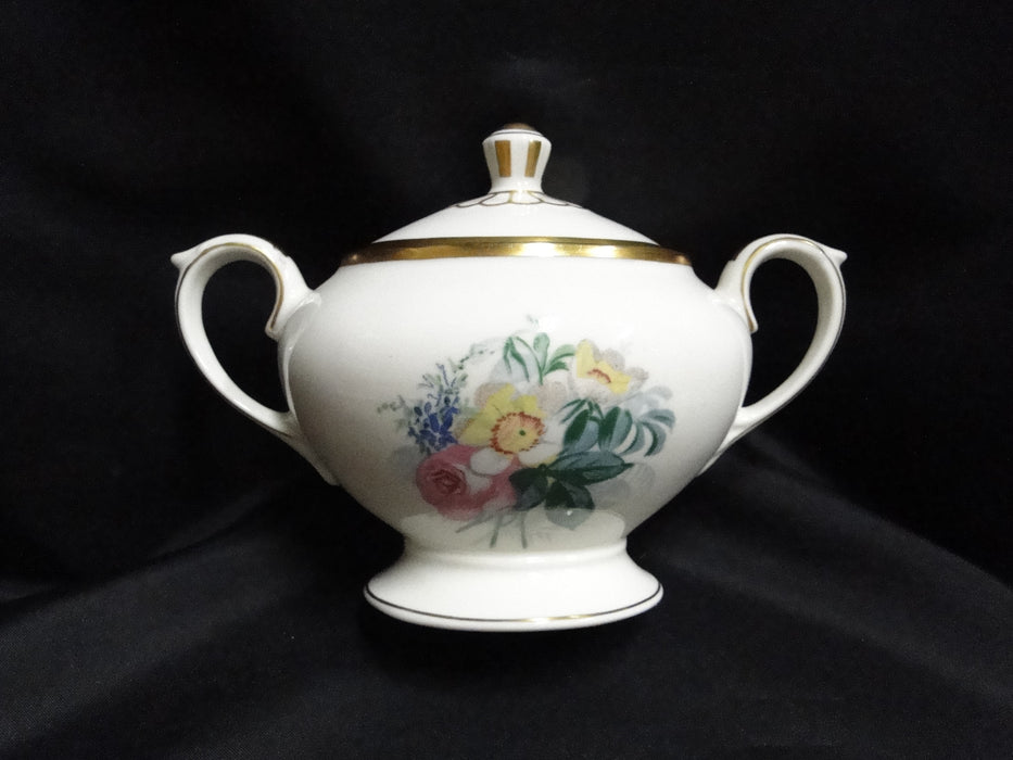 Lamberton Spring Garden, Pink & Yellow Flowers: Sugar Bowl & Lid, 5"
