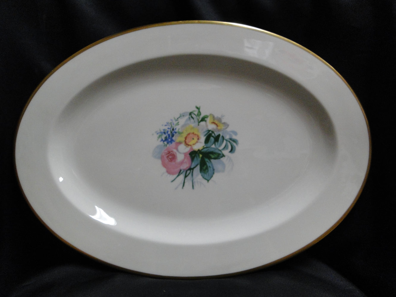 Lamberton Spring Garden, Pink & Yellow Flowers: Oval Platter, 16 1/4"
