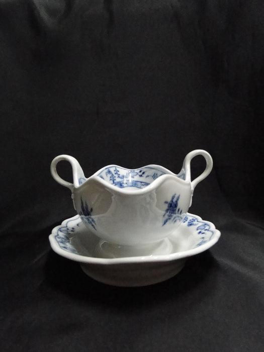 Teichert Meissen Blue Onion, Oval Backstamp: Gravy & Attached Underplate