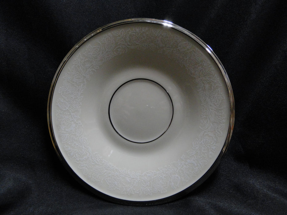 Lenox Moonspun, White Flowers, Platinum: Cup & Saucer Set, 3”, Trim Wear