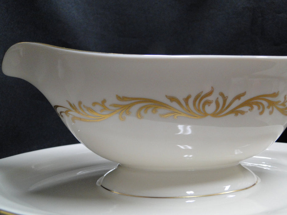 Pickard Victoria, Ivory w/ Gold Scrolls: Gravy Boat w/ Attached Underplate