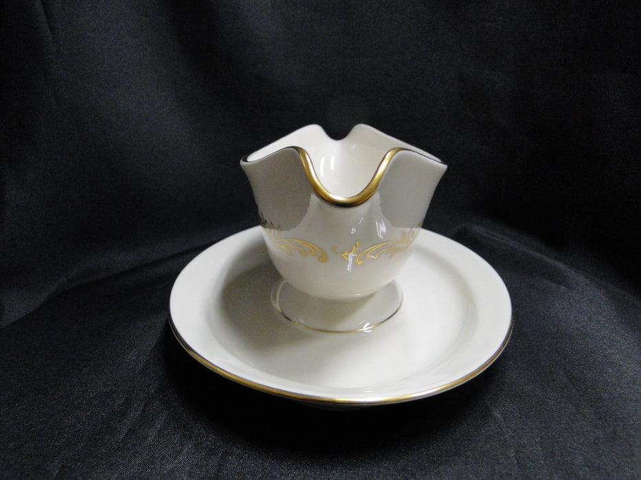 Pickard Victoria, Ivory w/ Gold Scrolls: Gravy Boat w/ Attached Underplate