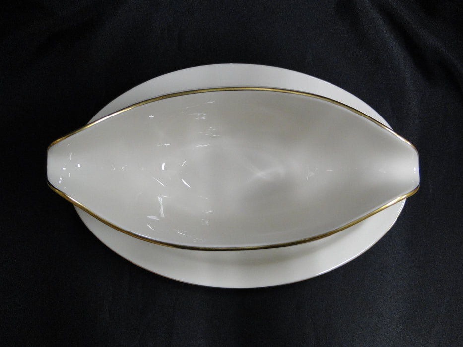 Pickard Victoria, Ivory w/ Gold Scrolls: Gravy Boat w/ Attached Underplate