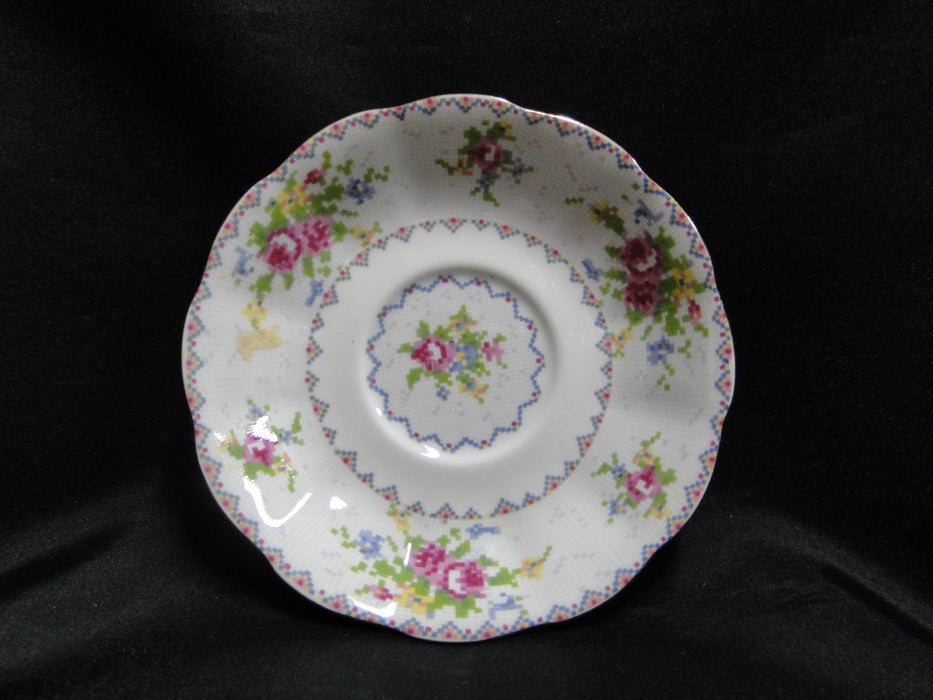 Royal Albert Petit Point, Floral Embroidery: Cup & Saucer Set (s), 2 3/4"