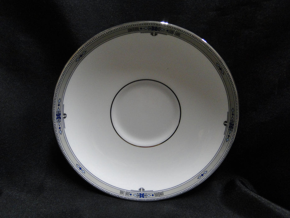 Wedgwood Amherst, Gray Band, Blue Flowers: Cup & Saucer Set (s), 2 3/4" Tall