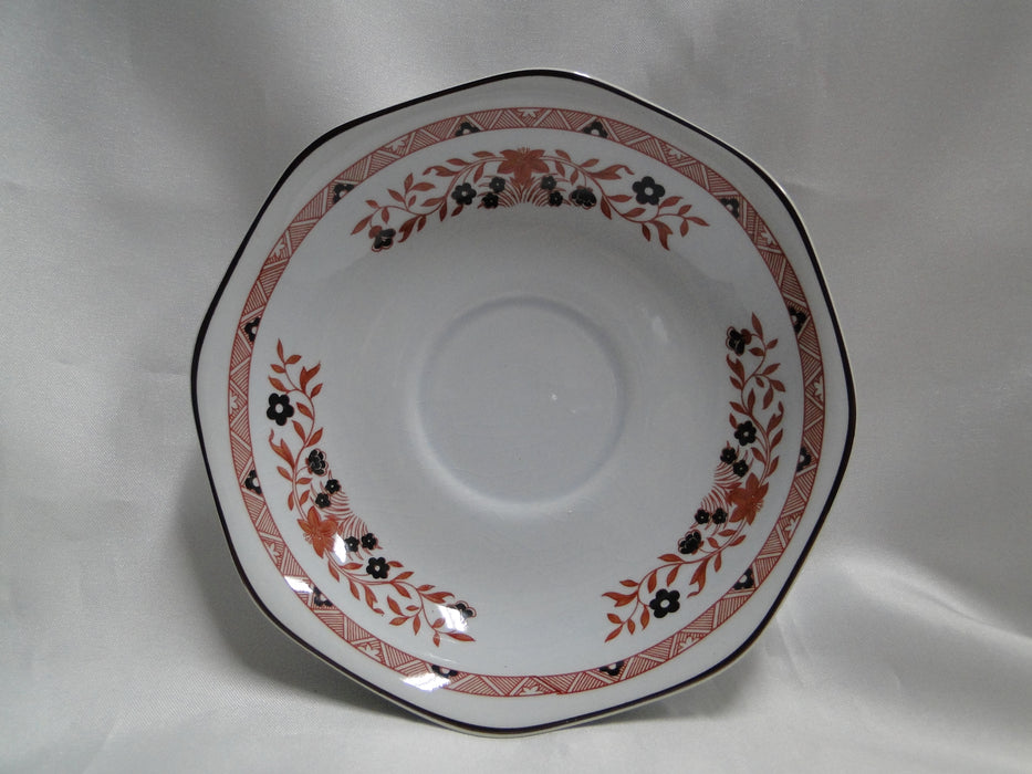 Wedgwood Kashmar, Red, Brown, & Yellow Flowers: Cup & Saucer Set 2 1/2", Crazing