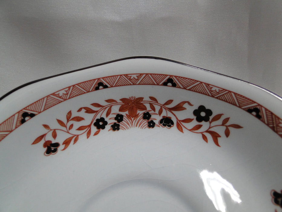 Wedgwood Kashmar, Red, Brown, & Yellow Flowers: Cup & Saucer Set 2 1/2", Crazing