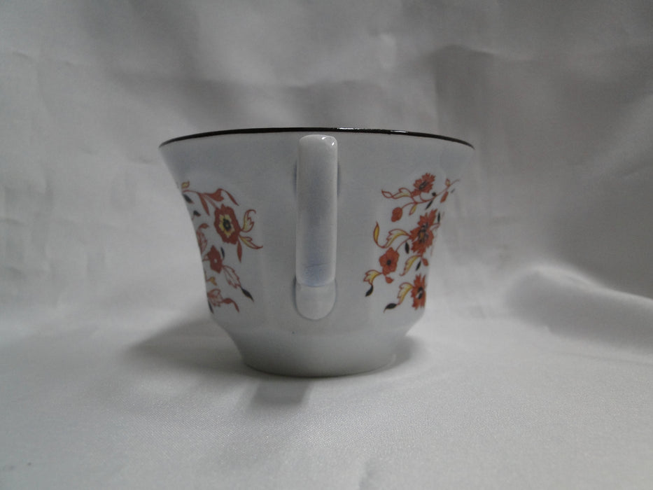 Wedgwood Kashmar, Red, Brown, & Yellow Flowers: Cup & Saucer Set 2 1/2", Crazing