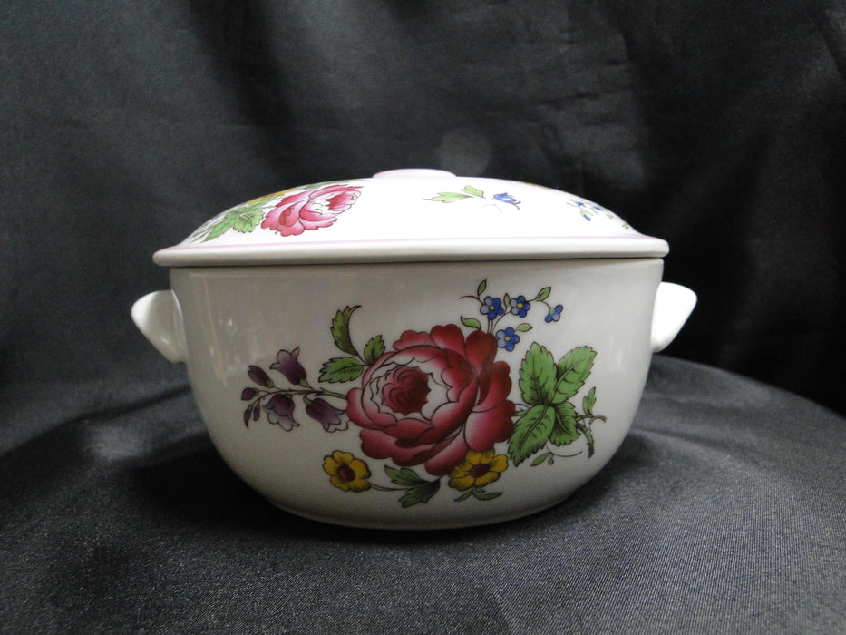 Spode Marlborough Sprays, Florals, Pink Trim: Individual Casserole & Lid