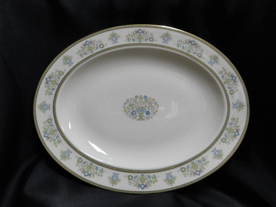 Minton Henley, Green & Blue Flowers & Scrolls: Oval Serving Platter, 13 5/8"