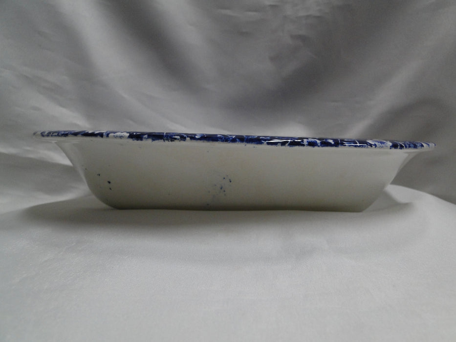 Staffordshire Calico Blue, Floral, Crownford: Oval Serving Bowl, 9 3/4", Crazing
