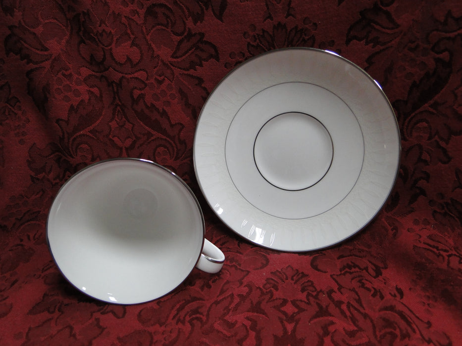 Waterford Lismore Platinum, White, Embossed Rim: Cup & Saucer Set (s), 3 1/8"