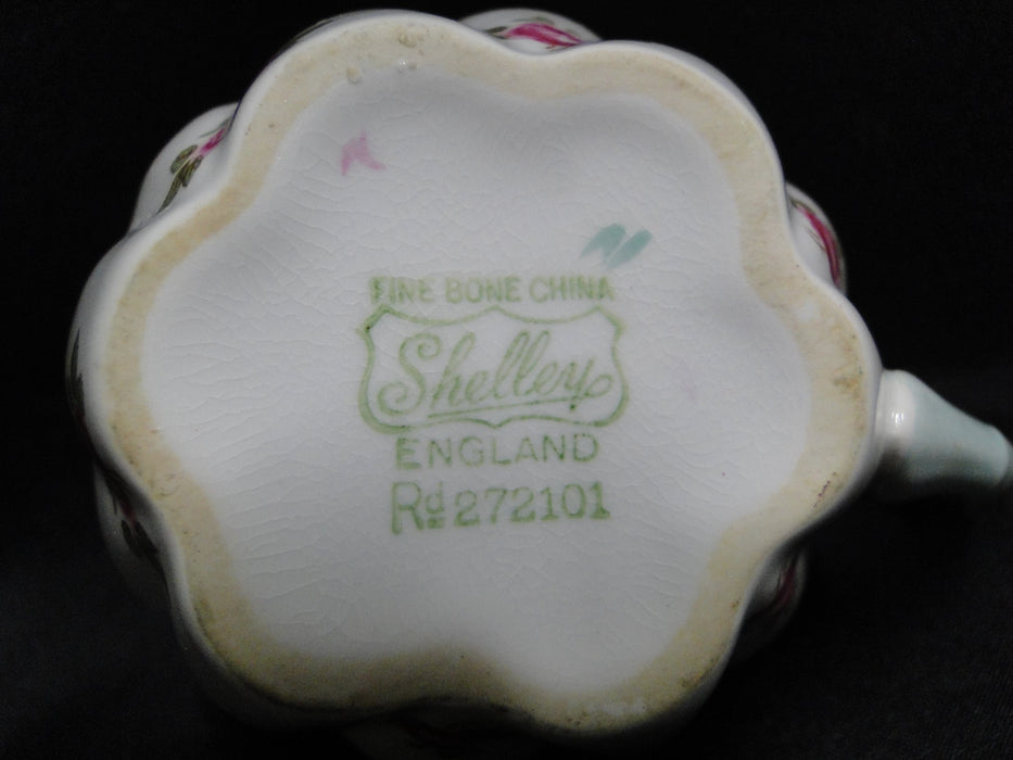 Shelley Rosebud, Pink Roses, Green Trim: Mini Creamer, 2 7/8", Dainty