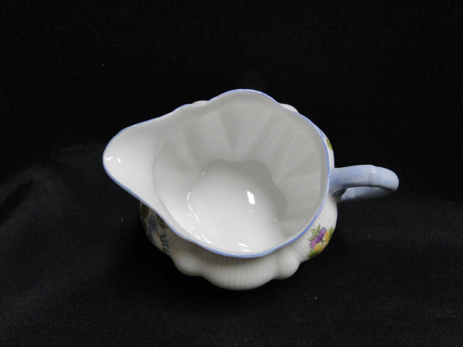 Shelley Rose, Pansy, Forget-Me_Not, Blue Trim: Mini Creamer, 2 3/4", Dainty