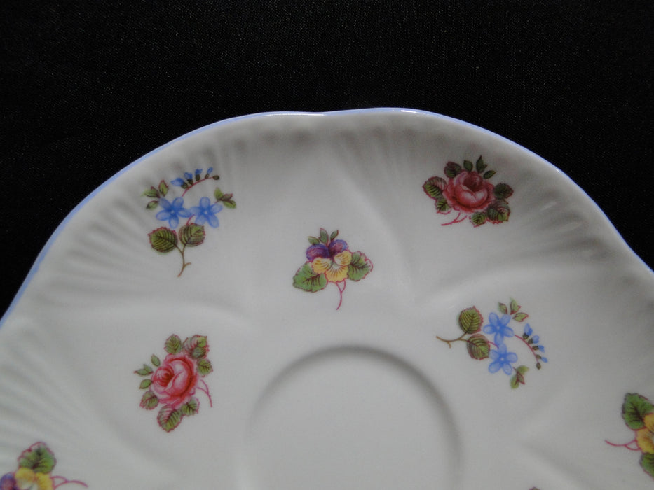 Shelley Rose, Pansy, Forget-Me_Not, Blue Trim: Cup & Saucer Set, 2 3/8", Dainty