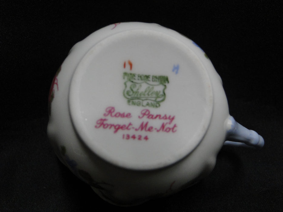Shelley Rose, Pansy, Forget-Me_Not, Blue Trim: Cup & Saucer Set, 2 3/8", Dainty