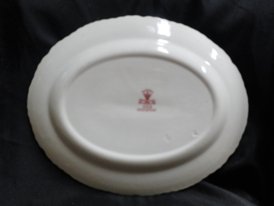 Mason's Vista Pink, Transferware: Oval Platter, 15 3/8", Gadroon, Crazing