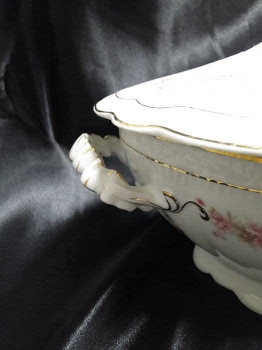 Zeh, Scherzer & Co 508, Pink Rose Garland: Oval Tureen & Lid, 13 1/2"