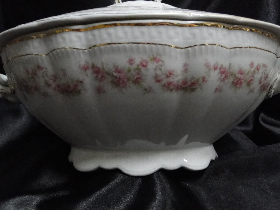 Zeh, Scherzer & Co 508, Pink Rose Garland: Oval Tureen & Lid, 13 1/2"