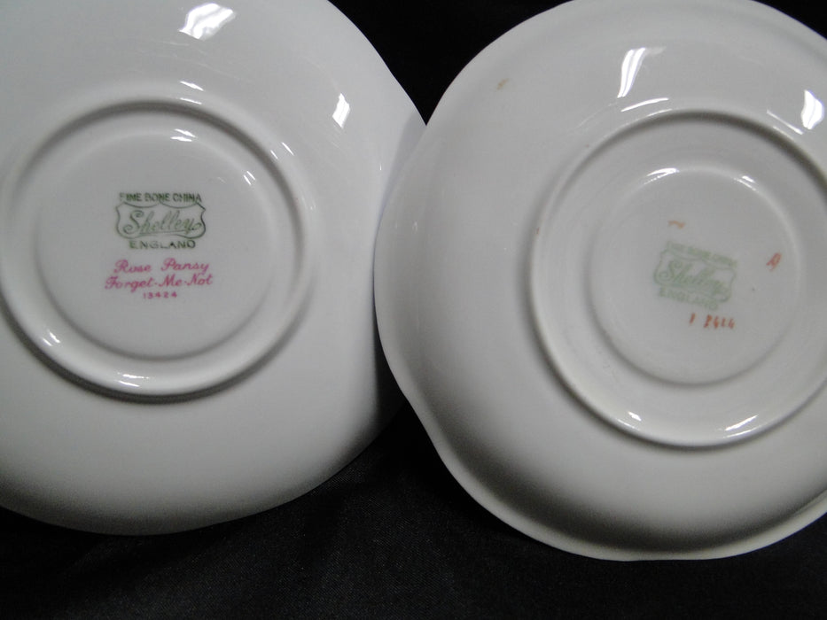 Shelley Rose, Pansy, Forget-Me_Not, Blue Trim: Cup & Saucer Set, 2 3/8", Dainty