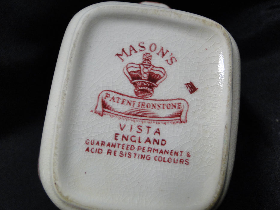 Mason's Vista Pink, Transferware: Small Square Sugar Bowl & Lid, 5", Crazing