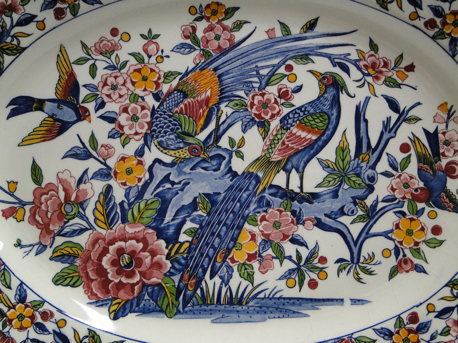 Horchow Multicolored Pheasants & Birds: Oval Serving Platter (s), 18", Crazing