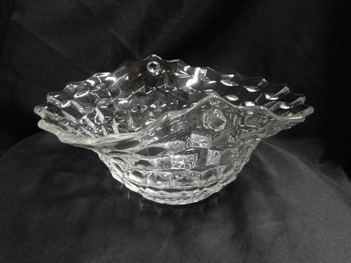 Fostoria American Clear: Reed Handled Basket No Handle, 9" x 7 1/2"