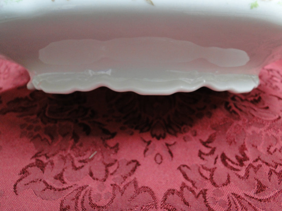Syracuse 53203, Pink Flowers, Tan Lattice: Oval Covered Serving Bowl, 8 3/4"