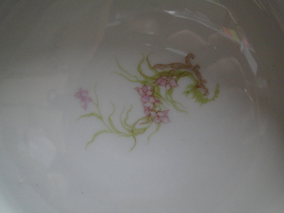 Syracuse 53203, Pink Flowers, Tan Lattice: Round Covered Serving Bowl, 7 3/4"