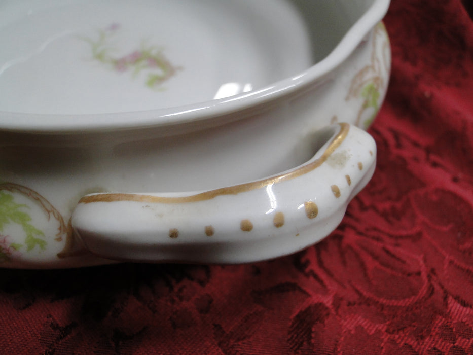 Syracuse 53203, Pink Flowers, Tan Lattice: Round Covered Serving Bowl, 7 3/4"