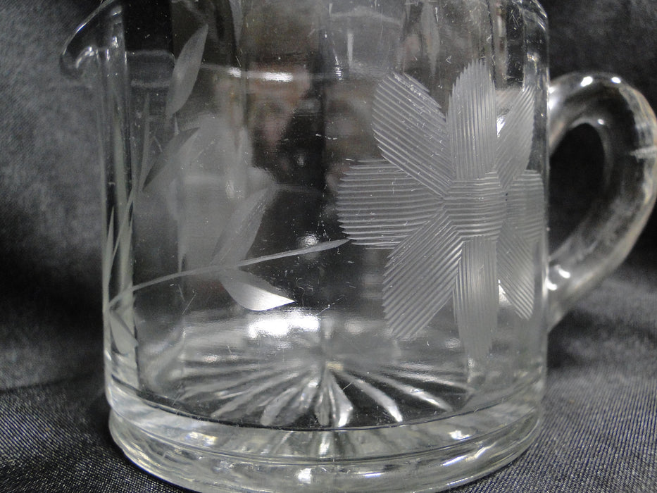 Clear w/ Gray Cut Flowers: Open Sugar Bowl & Creamer Set -- MG#163