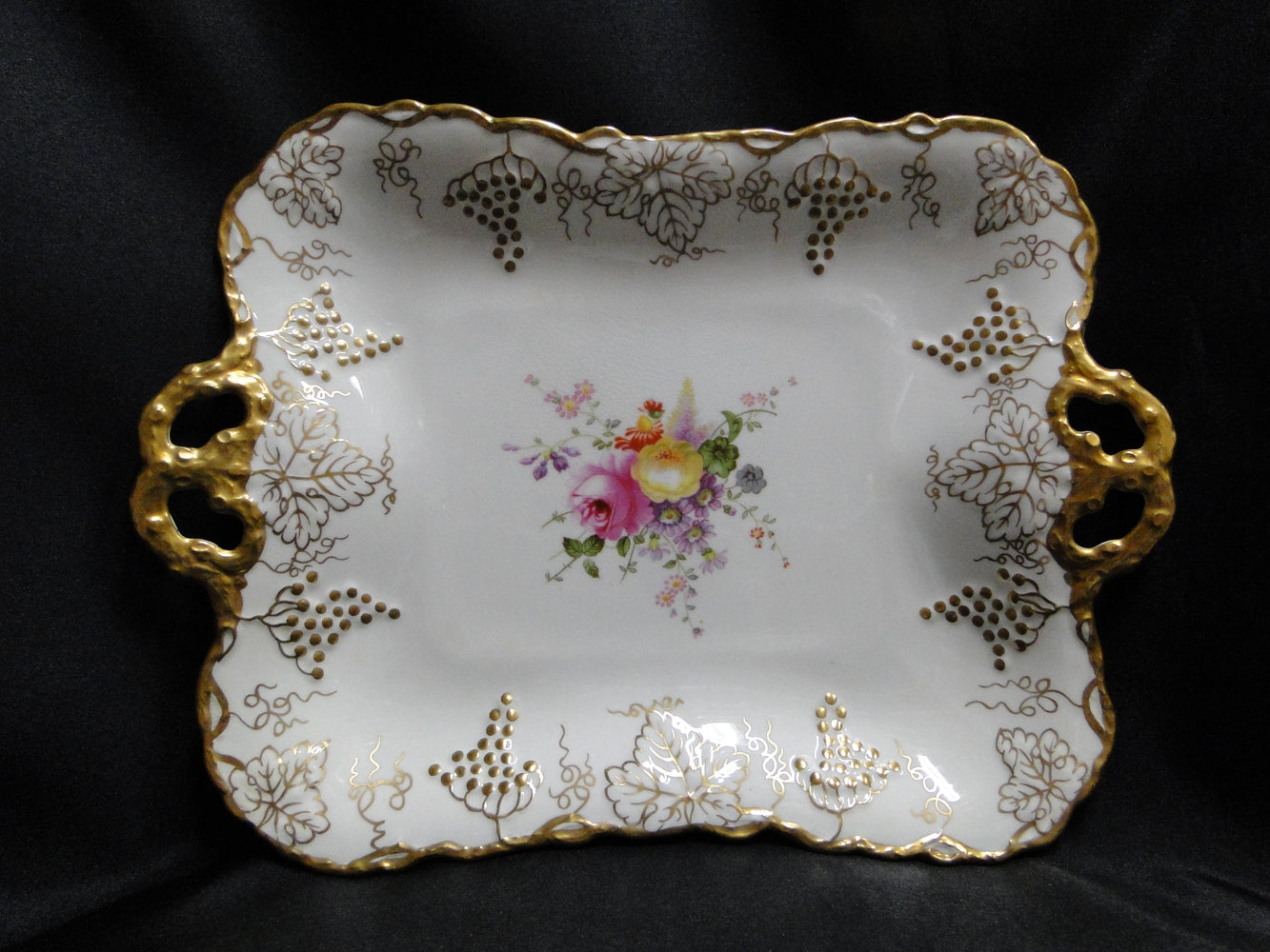 Royal Crown Derby Vine, Florals: Tray w/ Handles, 11 1/4", Lt Discoloration