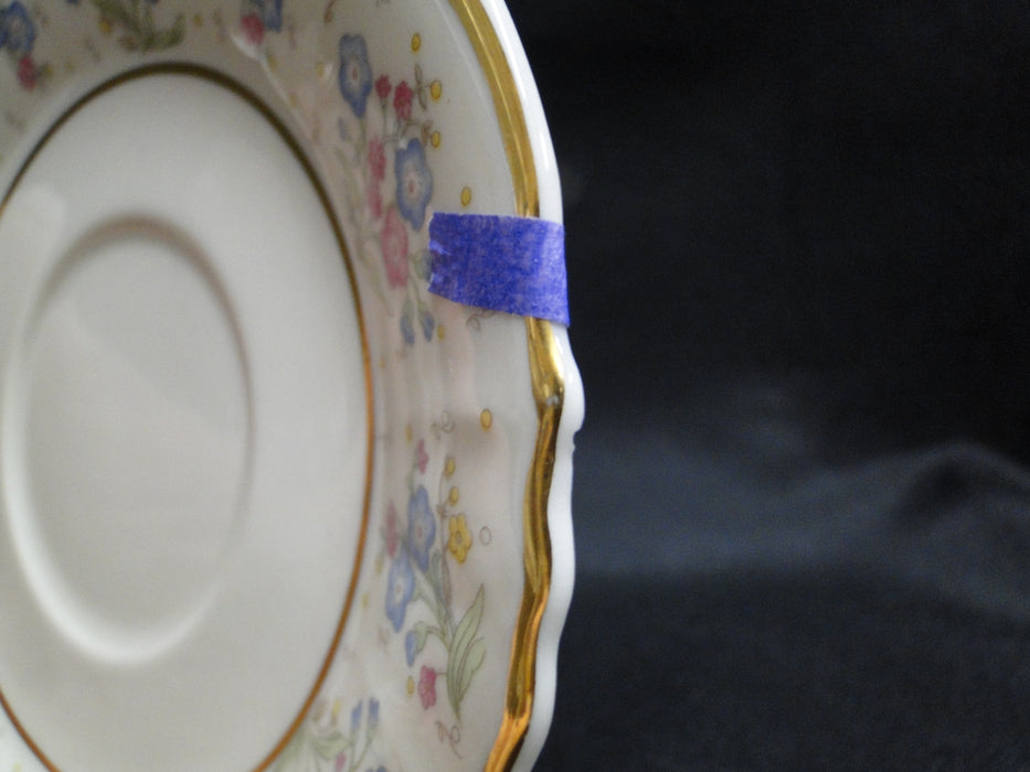 Syracuse Forget Me Not, Pink & Blue Floral, Gold: 5 3/4" Saucer Only, As Is
