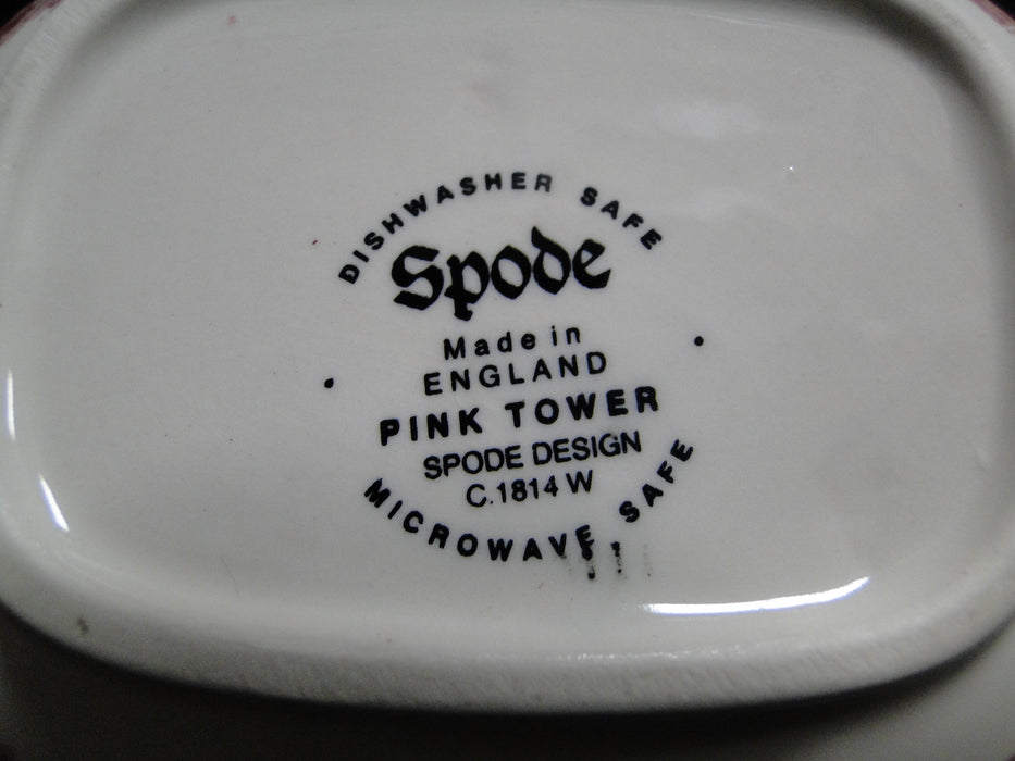 Spode Pink Tower, Pink Floral w/ Scene: Sugar Bowl & Lid, 3 5/8", As Is