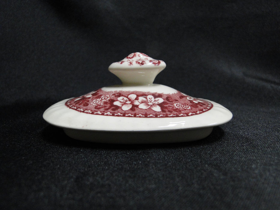 Spode Pink Tower, Pink Floral w/ Scene: Sugar Bowl & Lid, 3 5/8", As Is