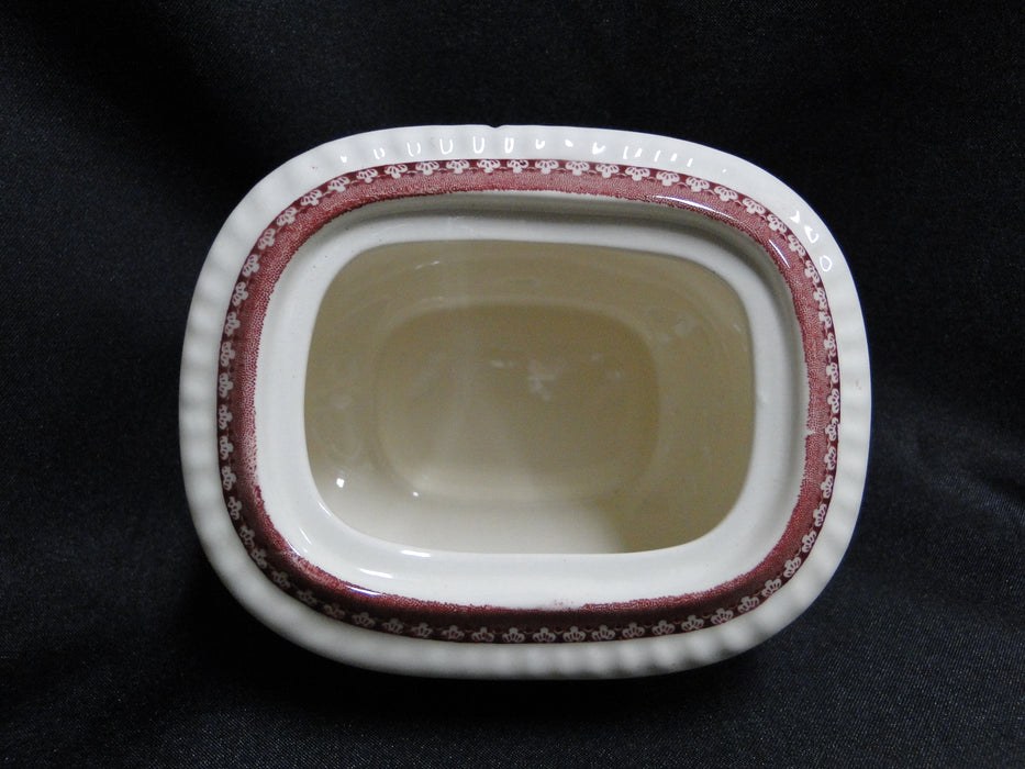 Spode Pink Tower, Pink Floral w/ Scene: Sugar Bowl & Lid, 3 5/8", As Is