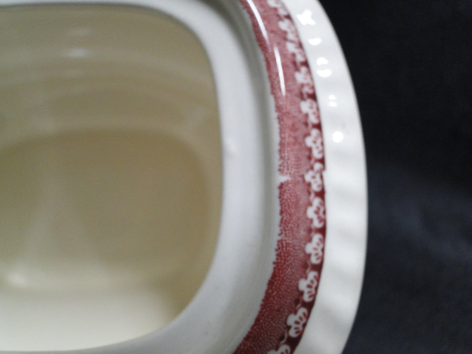 Spode Pink Tower, Pink Floral w/ Scene: Sugar Bowl & Lid, 3 5/8", As Is