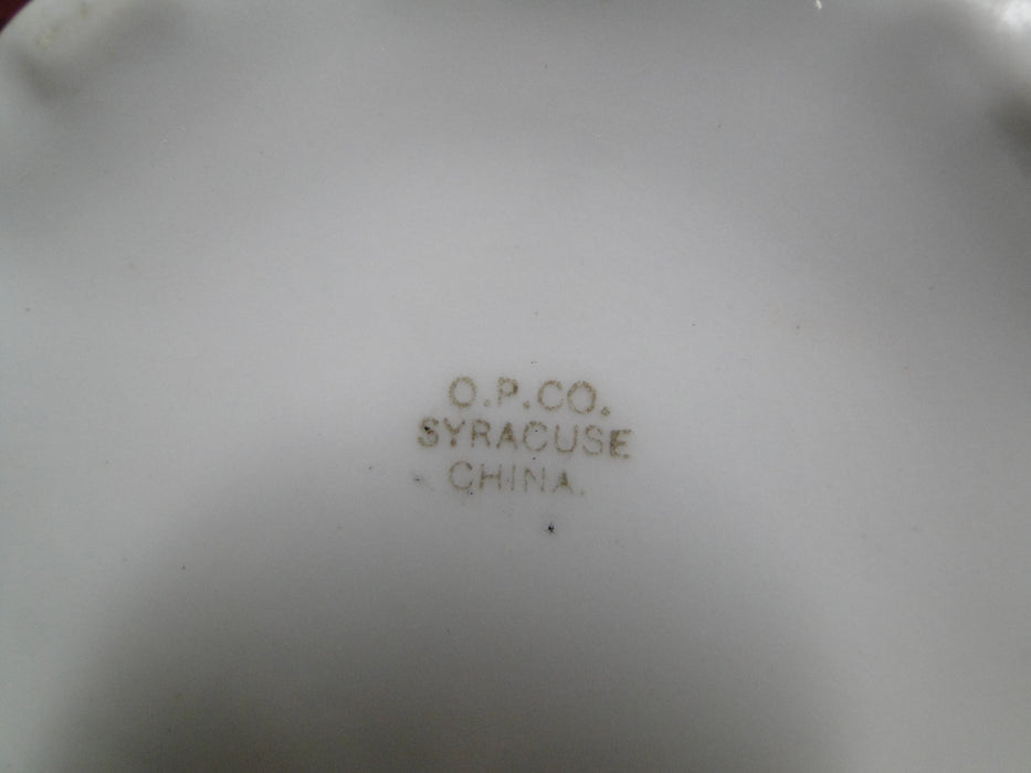 Syracuse 53203, Pink Flowers, Tan Lattice: Round Footed Serving Bowl, 6 3/4"